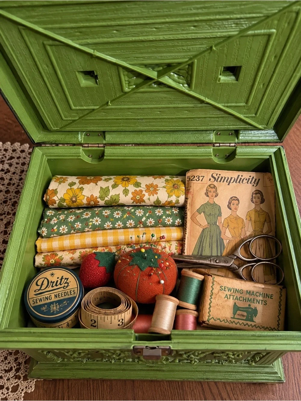 Vintage Green Sewing Box - Mary Klein